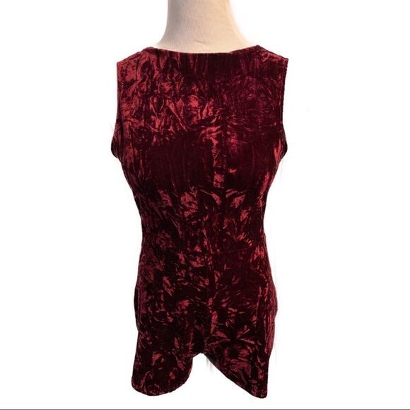 Maroon Velvet Open Back Sleeveless Romper Sz L - Picture 1 of 4